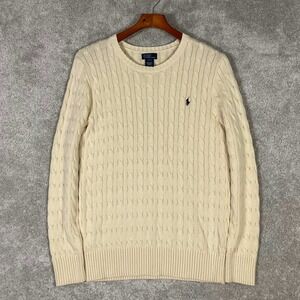 Polo Ralph Lauren Cable Knit Sweater Youth XL 18-20 Cream Preppy Casual Boys
